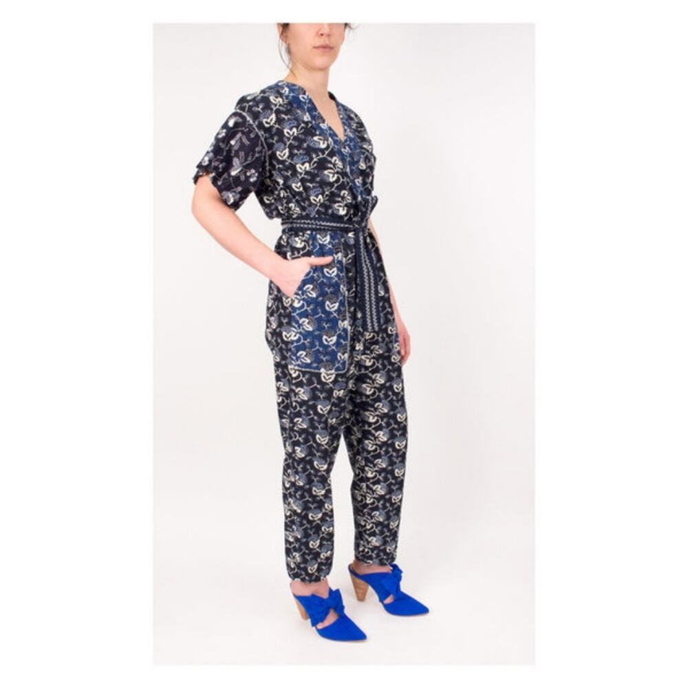 Ulla Johnson Reiko navy blue floral jumpsuit size 6